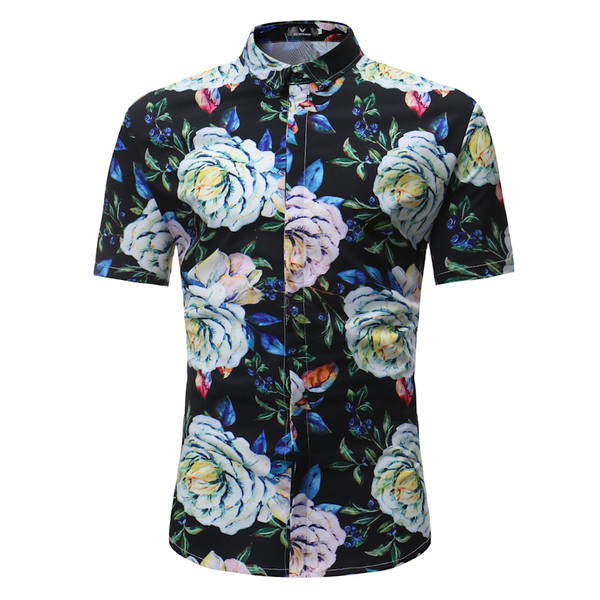 Cămașă casual de vară pentru bărbați cu model floral