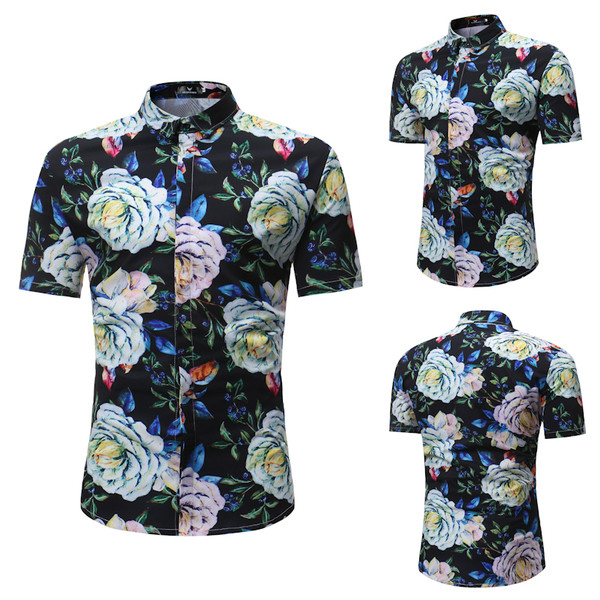 Cămașă casual de vară pentru bărbați cu model floral