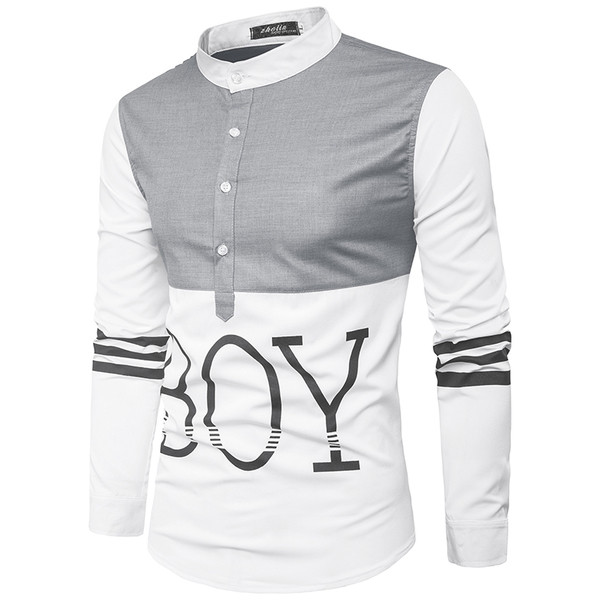 Cămașă casual pentru bărbați cu guler O și inscripție