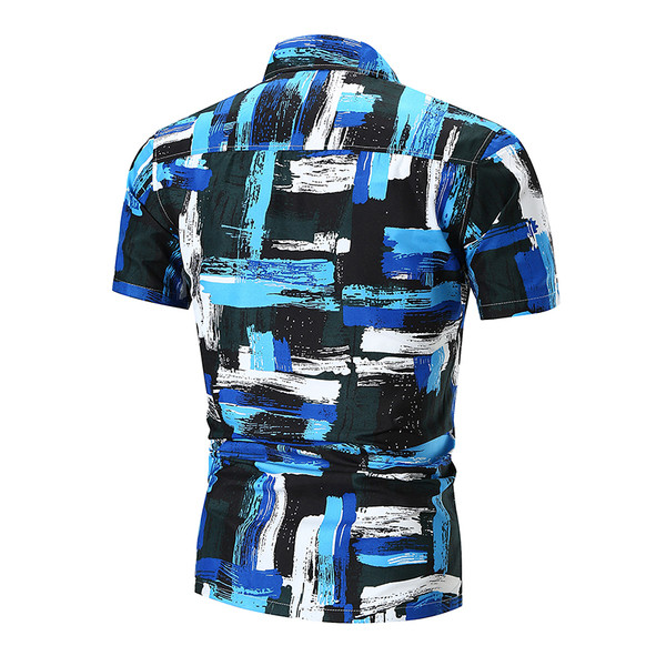 Cămașă de plajă colorată cu mâneci scurte și buzunar decorativ