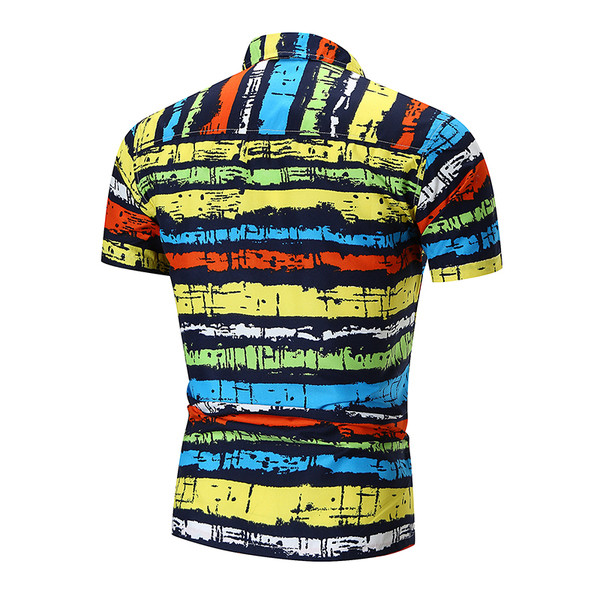 Модерна мъжка риза с цветни ленти и декоративен джоб