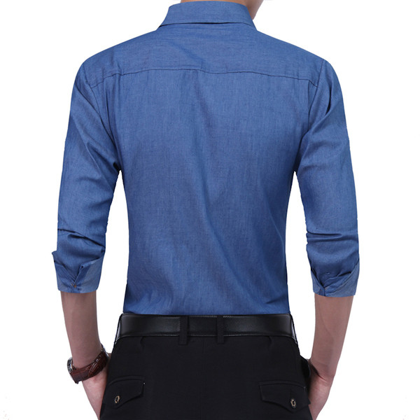 Cămașă bărbătească cu mâneci tip role în două nuanțe și cu imprimeu