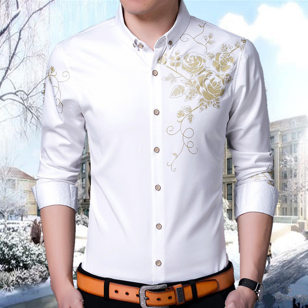 Cămașă de vară pentru bărbați cu mâneci lungi și scurte în diferite culori cu motive florale