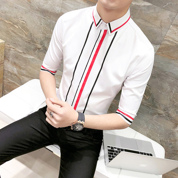 Мъжка модерна риза в различни модели и дължина на ръкава с елементи дантела, връзки и щампа