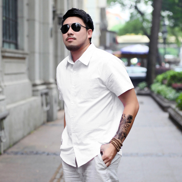 Cămașă casual bărbați cu mâneci scurte model larg