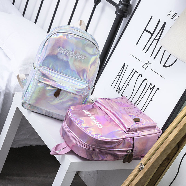 Rucsac elegant pentru femei, cu o inscripție cu un buzunar frontal cu fermoar - mai multe culori