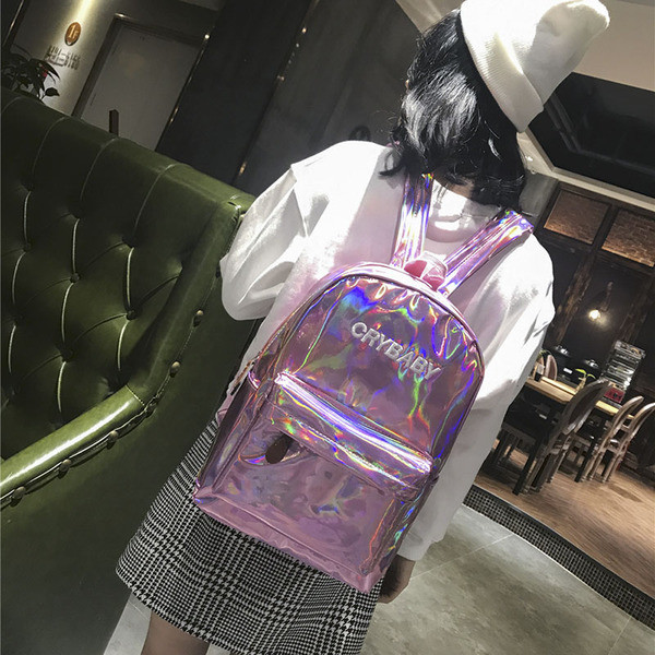 Rucsac elegant pentru femei, cu o inscripție cu un buzunar frontal cu fermoar - mai multe culori