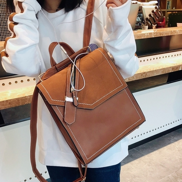 Geantă elegantă tip rucsac mare pentru femei, în negru, gri și maro