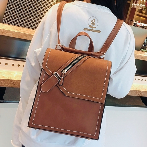 Geantă elegantă tip rucsac mare pentru femei, în negru, gri și maro