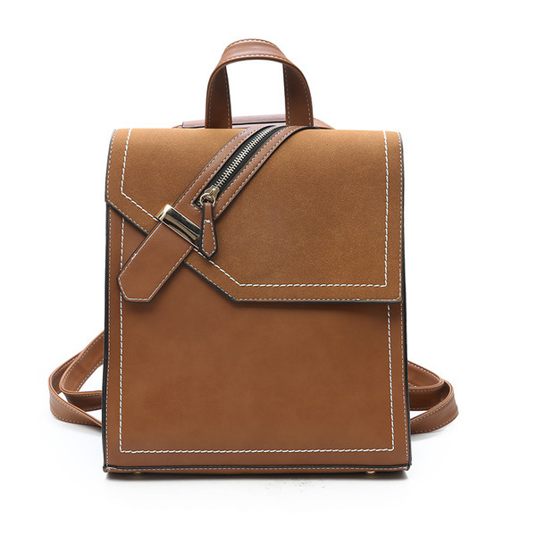 Geantă elegantă tip rucsac mare pentru femei, în negru, gri și maro