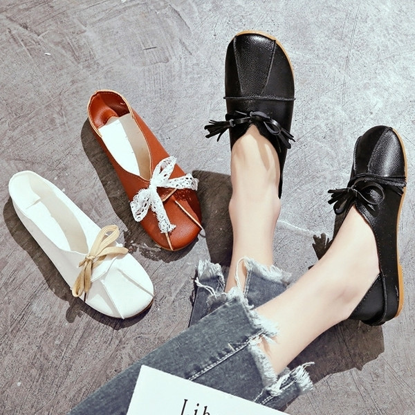 Pantofi de dama comozi cu decor cu panglica in trei culori, potriviti pentru utilizarea de zi cu zi