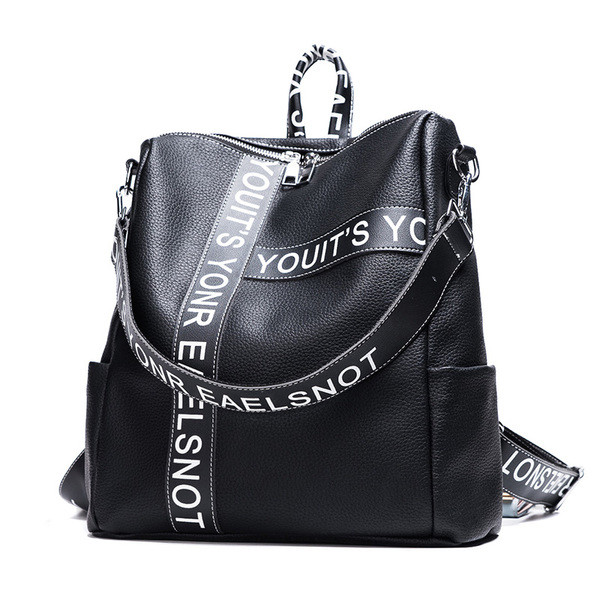 Κομψή τσάντα τύπου σακίδιο με επιγραφές - δύο χρώματα