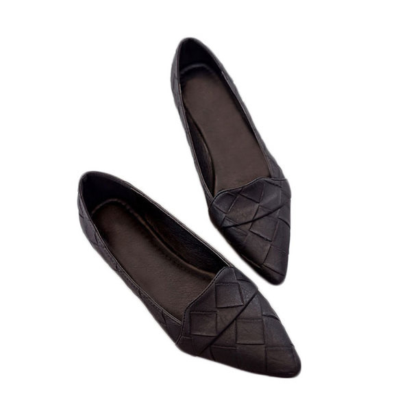 Pantofi ascuțiți de damă din piele ecologică în negru și gri