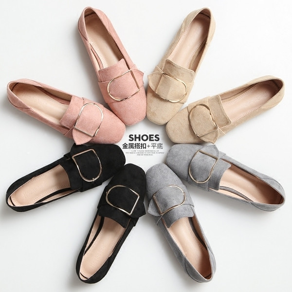 Pantofi dama din piele intoarsa cu catarama in culori proaspete