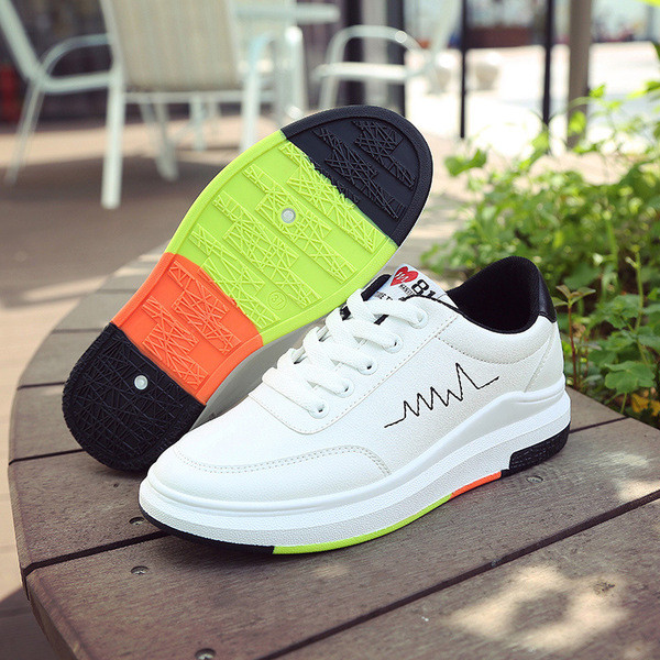 Tenisi casual dama albi cu talpa colorata