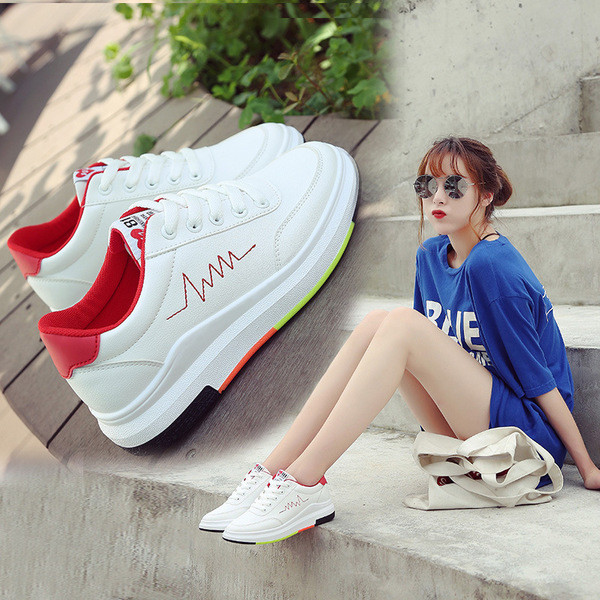 Tenisi casual dama albi cu talpa colorata