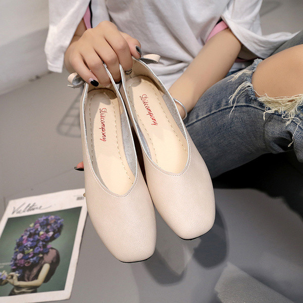 Pantofi de dama simpli si practici cu mini decor panglica in mai multe culori