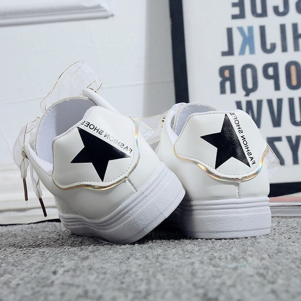 Adidași eleganti de damă cu legături din dantelă în alb-negru