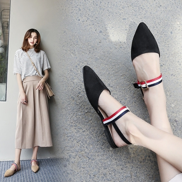 Pantofi de dama cu toc deschis si curea colorata, potriviti pentru utilizarea de zi cu zi