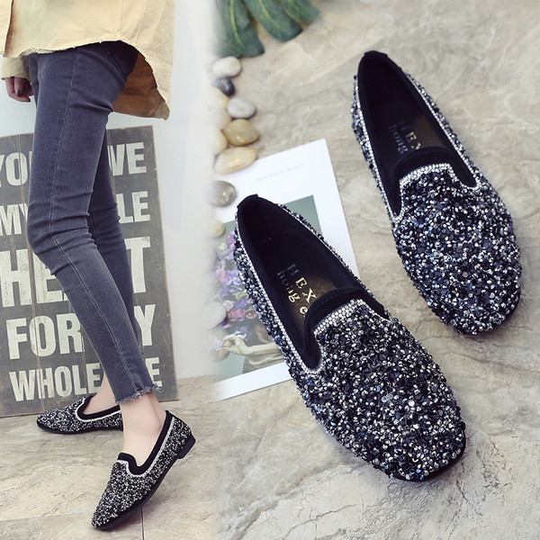 Pantofi rotunzi actuali cu strat bogat de paiete in doua modele