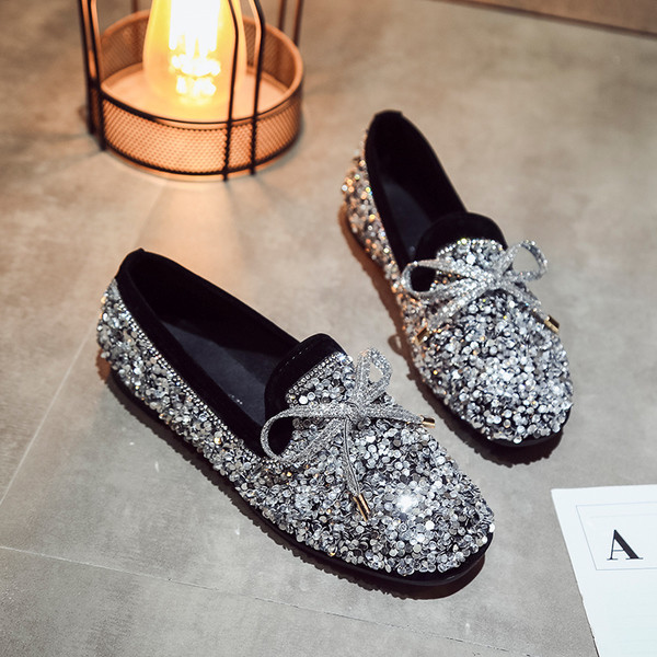 Pantofi rotunzi actuali cu strat bogat de paiete in doua modele