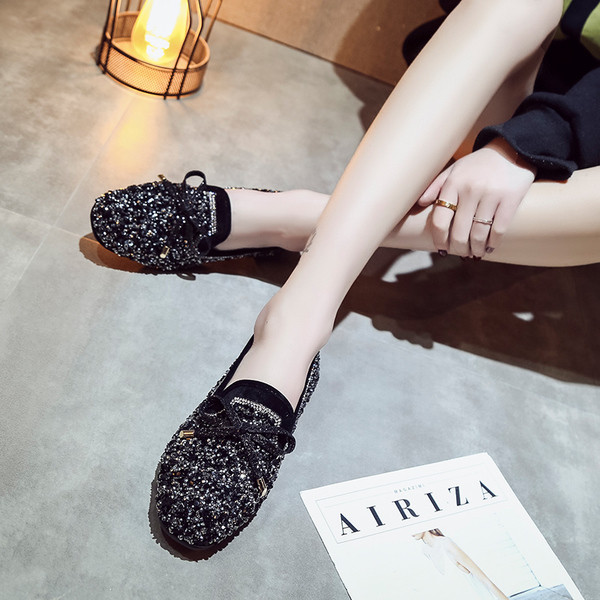 Pantofi rotunzi actuali cu strat bogat de paiete in doua modele