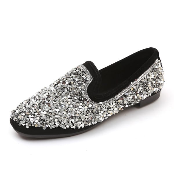 Pantofi rotunzi actuali cu strat bogat de paiete in doua modele