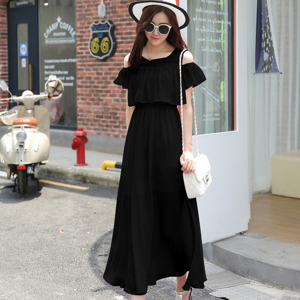 Κομψό γυναικείο φόρεμα με κοντά μανίκια και πεσμένους ώμους σε διάφορα χρώματα