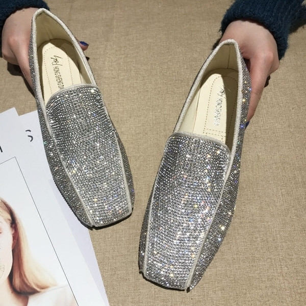 Pantofi moderni de dama cu strat de piatra in doua culori