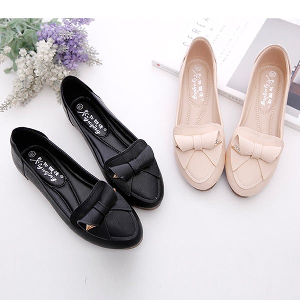 Κομψά γυναικεία παπούτσια με μαλακή σόλα και διακοσμητική κορδέλα κατάλληλη για τη καθημερινή ζωή