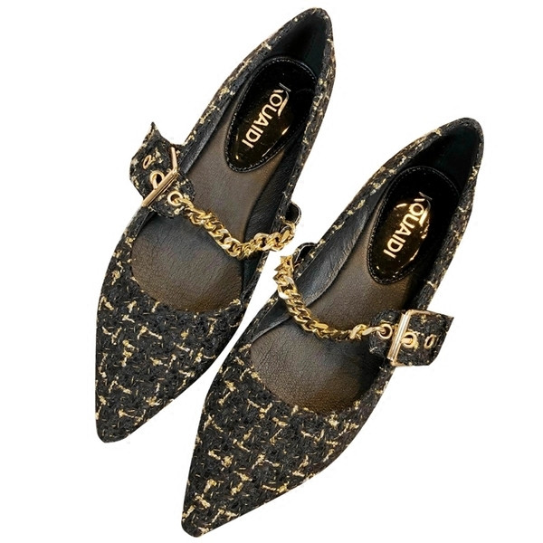 Γυναικεία παπούτσια από ύφασμα με μεταλλικό στοιχείο σε δύο χρώματα