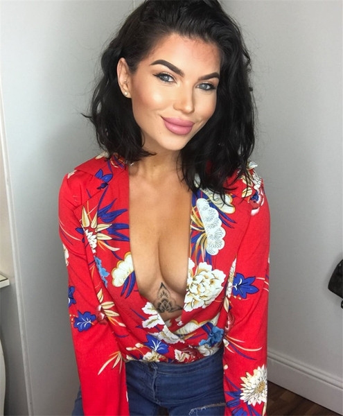 Body de zi cu zi pentru dama cu decolteu adanc in trei culori cu imprimeu floral