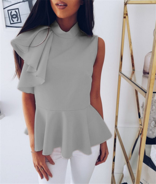 Ponton de dama elegant cu guler polo si volane, in patru culori