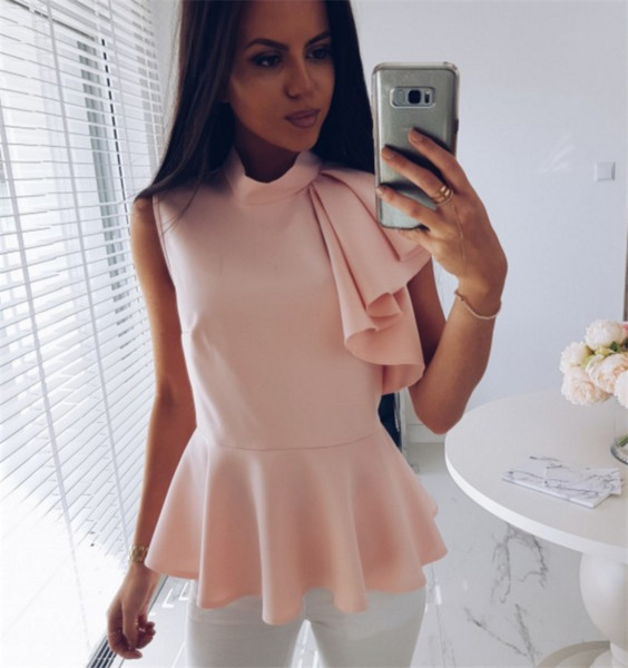 Ponton de dama elegant cu guler polo si volane, in patru culori