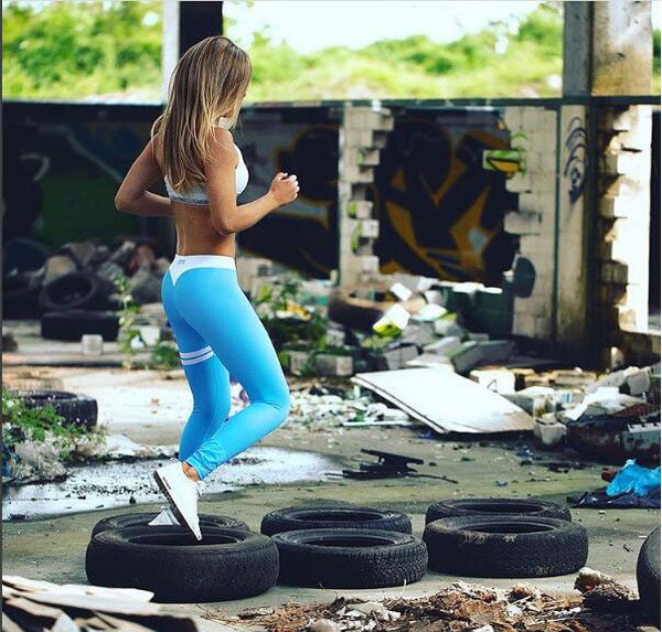 Jambiere elegante de damă pentru sport, cu o inscripție în diferite culori