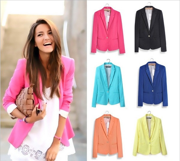 Дамско класическо сако с V-образно деколте в няколко цвята