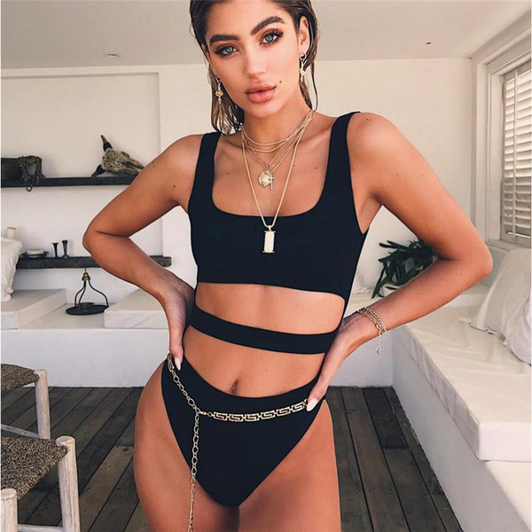 Costum de baie complet nou, elegant, cu motive decupate în alb și negru