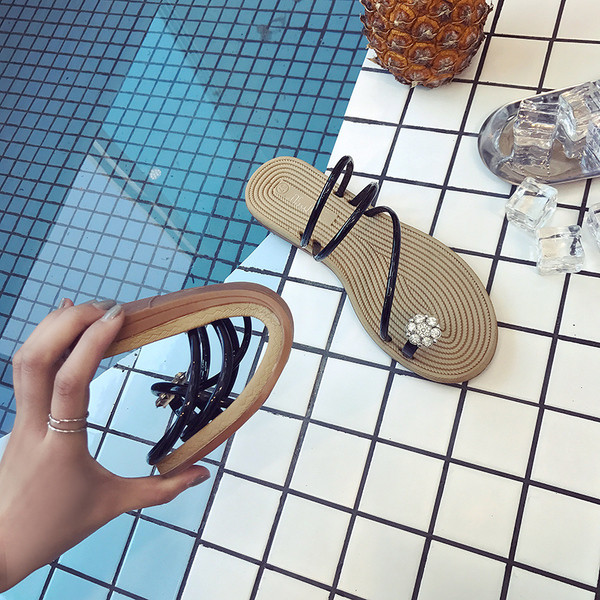 Papuci casual dama cu talpa tricotata, bretele si cristal