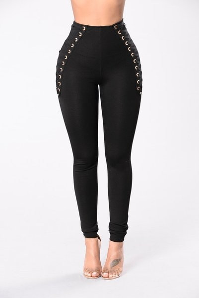 Jambiere de damă extravaganți cu talie înaltă cu legături încrucișate în alb și negru