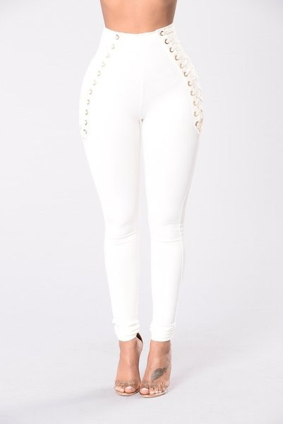 Jambiere de damă extravaganți cu talie înaltă cu legături încrucișate în alb și negru