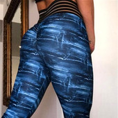 Női sport leggings magas derékkal, kék színben