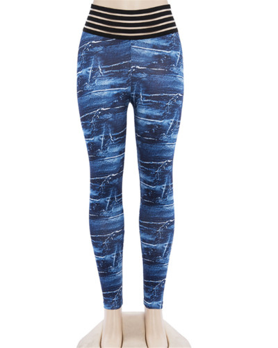 Női sport leggings magas derékkal, kék színben