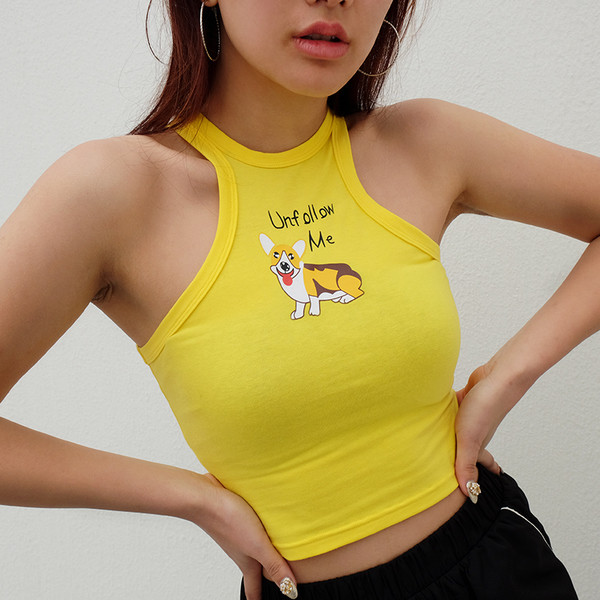 Ежедневен скъсен дамски потник в жълт цвят с апликация 