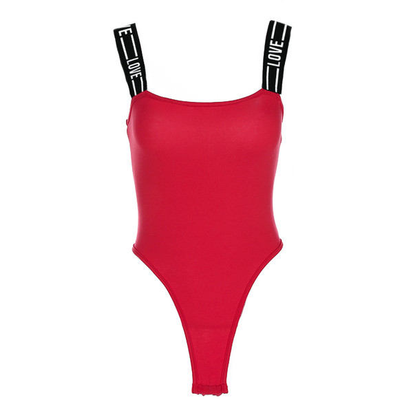 Γυναικείο κορμάκι σεχρώμα κόκκινο με φαρδιές ελαστικές λουρίδες