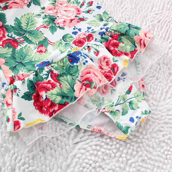 Флорален бански за момичета - цял модел