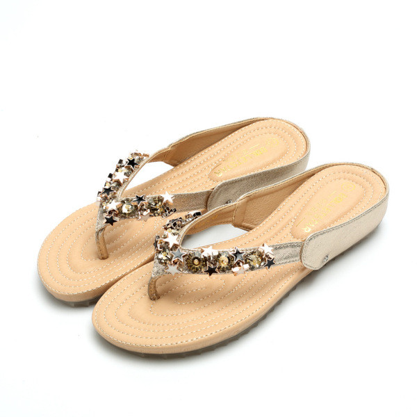 Alkalmi női papucs három színben - ezüst, arany és fekete, flitteres díszítéssel