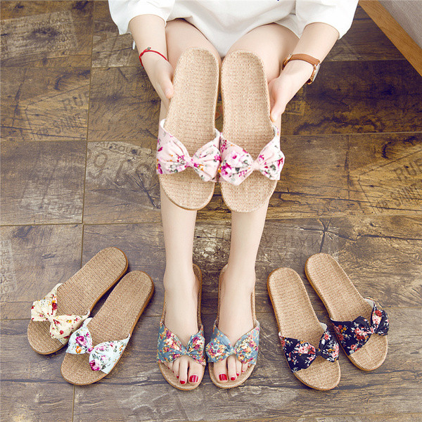 Női papucs kötött talppal és szalagos pánttal több színben