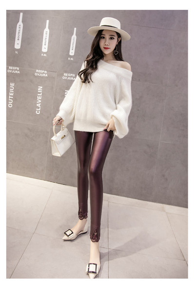 Stílusos női leggings eco bőrből három színben
