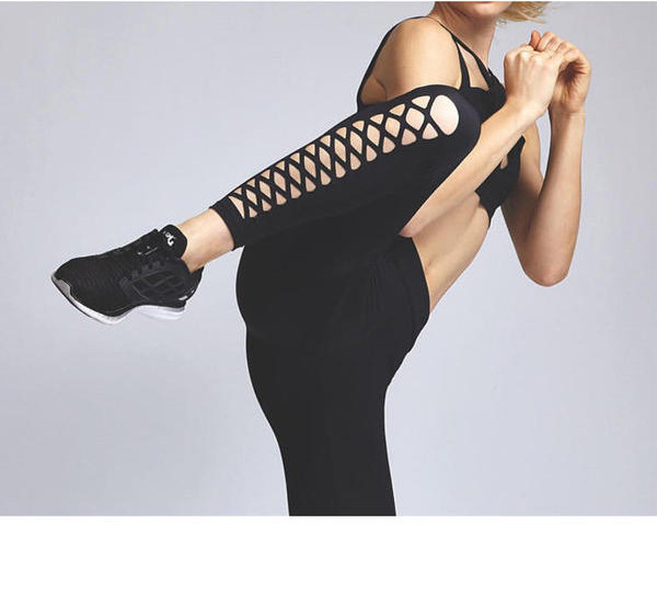 Jambiere sport de damă cu legături încrucișate în negru