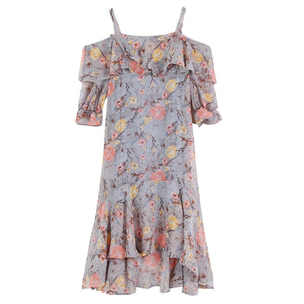 Női nyári strand sifon ruha virágos motívumokkal